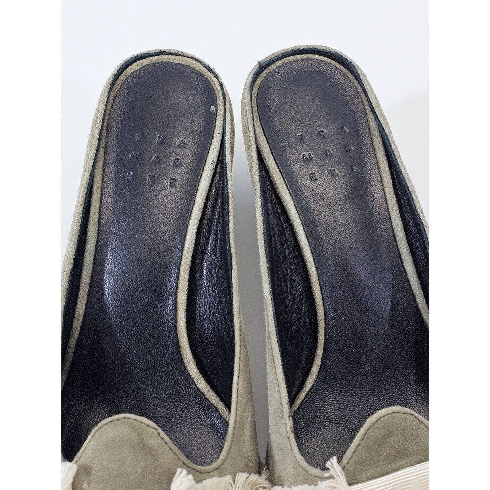 TRA MAD RKE 38 Suede Slip On Mule Wedge Heels Bow Detail Comfort Shoes GUC - Picture 6 of 10